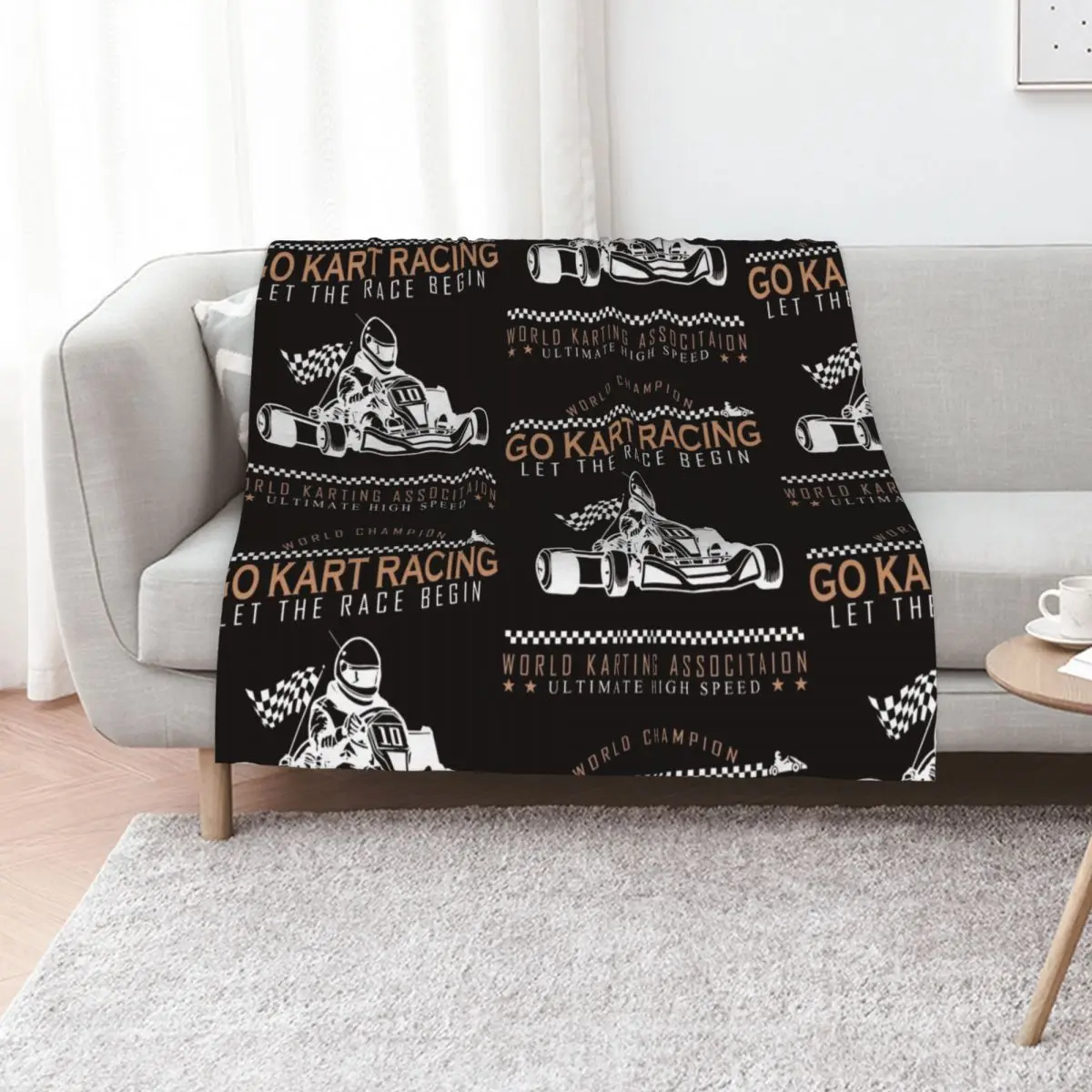 Go kart / racer Throw Blanket Decorative Beds Nap Luxury Thicken Bed linens For Baby Blankets