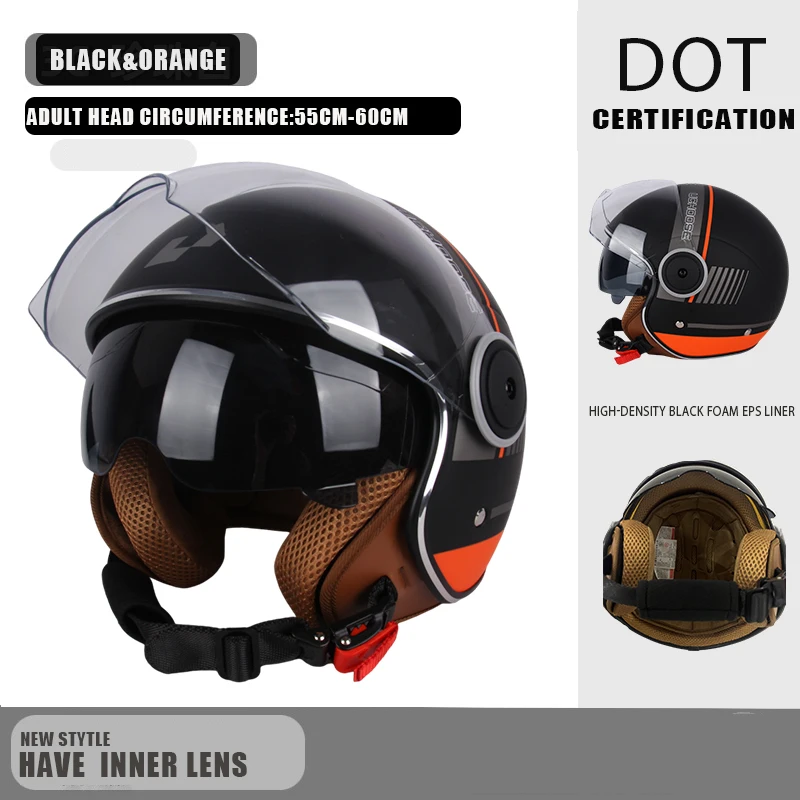 DOT gecertificeerde vintage open helm motorfiets open helm retro 3/4 helm cruise casco casque moto heren dames - afbeelding 1