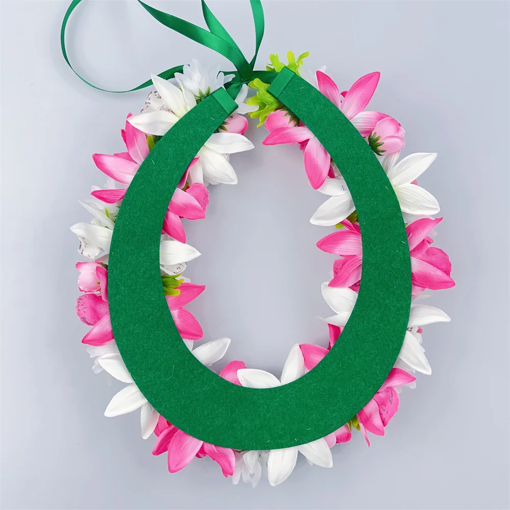 Orchid Rosebud Hula Dance short Lei Hawaiian Flower Lei Party Decoration School Festival Wreath Event Hula Arrangement Lei