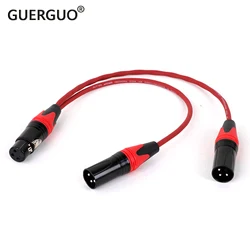 GuerGuo Professional 3Pin XLR Female Jack To Dual 2 Male Plug Y Splitter Cable Color XLR Adapter Cord 0.3M 0.5M