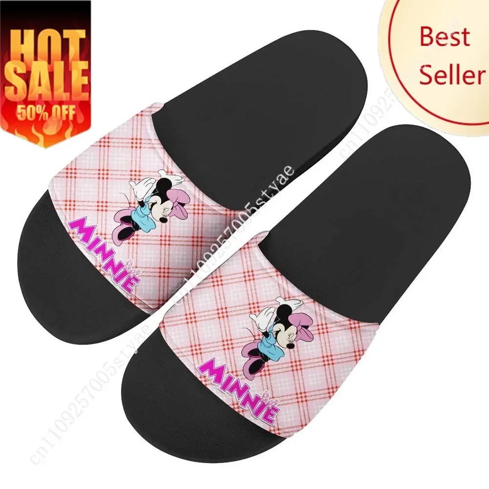 

Minnie Mouse House Slippers Disney Cartoon Movies Sandals Design Your Photo Text Logo Festival Decoration Gifts Custom Shoes