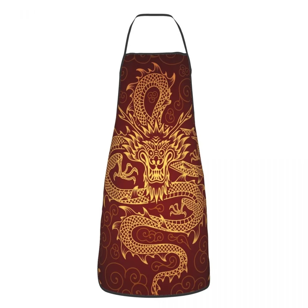 Dragon Totem สไตล์เอเชียผ้ากันเปื้อนสําหรับผู้หญิงผู้ชาย Unisex จีน Oriental ตํานานทําอาหารห้องครัว Tablier อาหาร Chef ภาพวาด