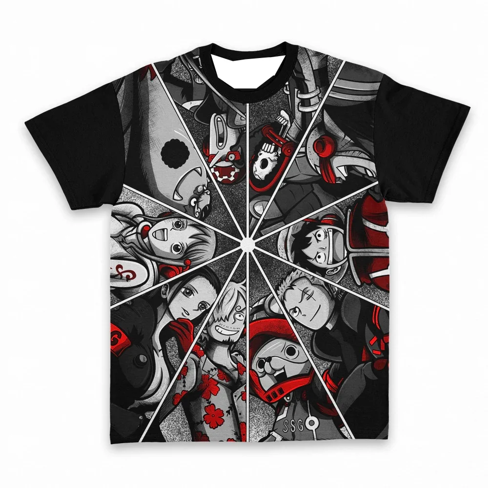 Camiseta 2026 Bandai One Piece Piratas del Sombrero de Paja Arco Egghead - Estampado de Grupo de Anime y Manga, Jersey Casual Oversize Y2K para Niños/Adultos