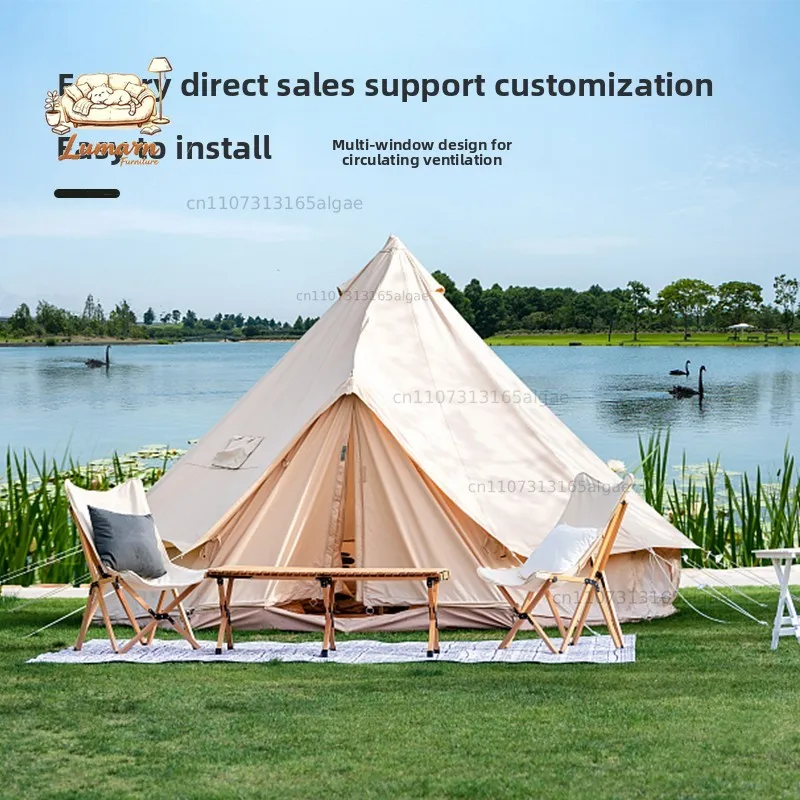 Outdoor Indian yurt tent camp light luxury camping agritainment bed and breakfast pyramid with chimney mouth professional