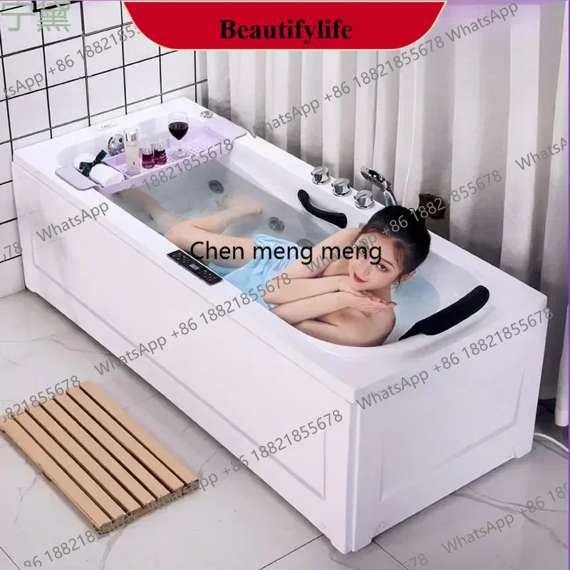 F185 شقة صغيرة الكبار تصفح تدليك درجة حرارة ثابتة التدفئة حوض استحمام أكريليك سميك ذكي