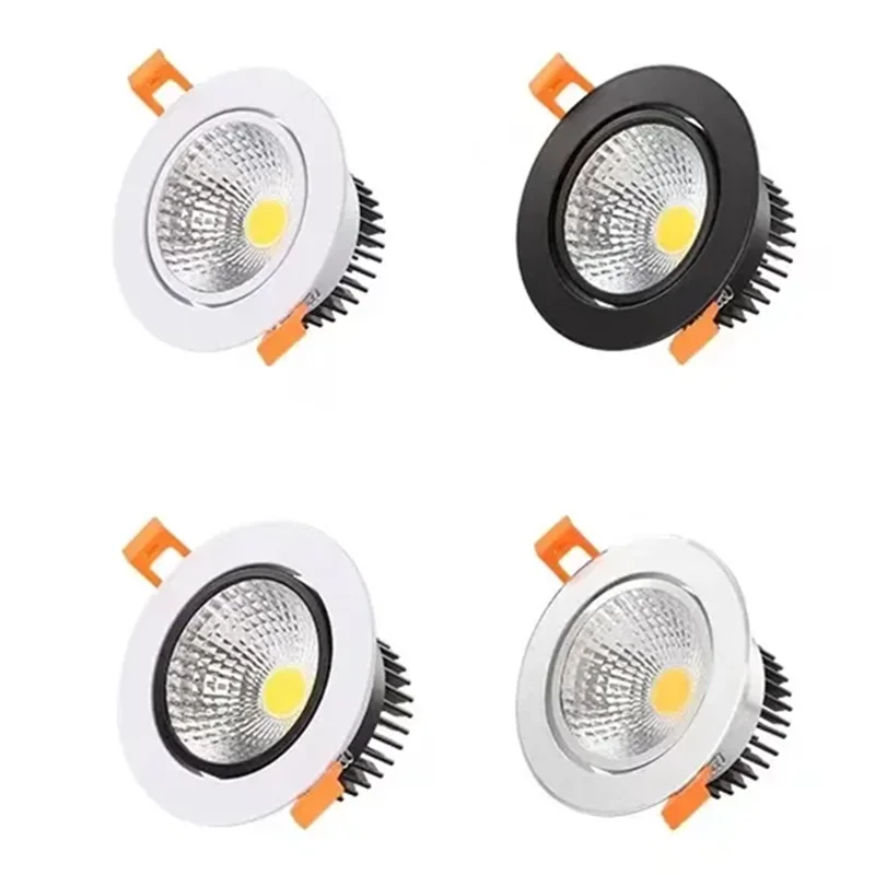 Recessed Dimmable LED Downlight Epistar Chip AC110-230V 5W 7W 9W 12W 15W 20W COB Ceiling Lamps Spot Lights For Home illumination