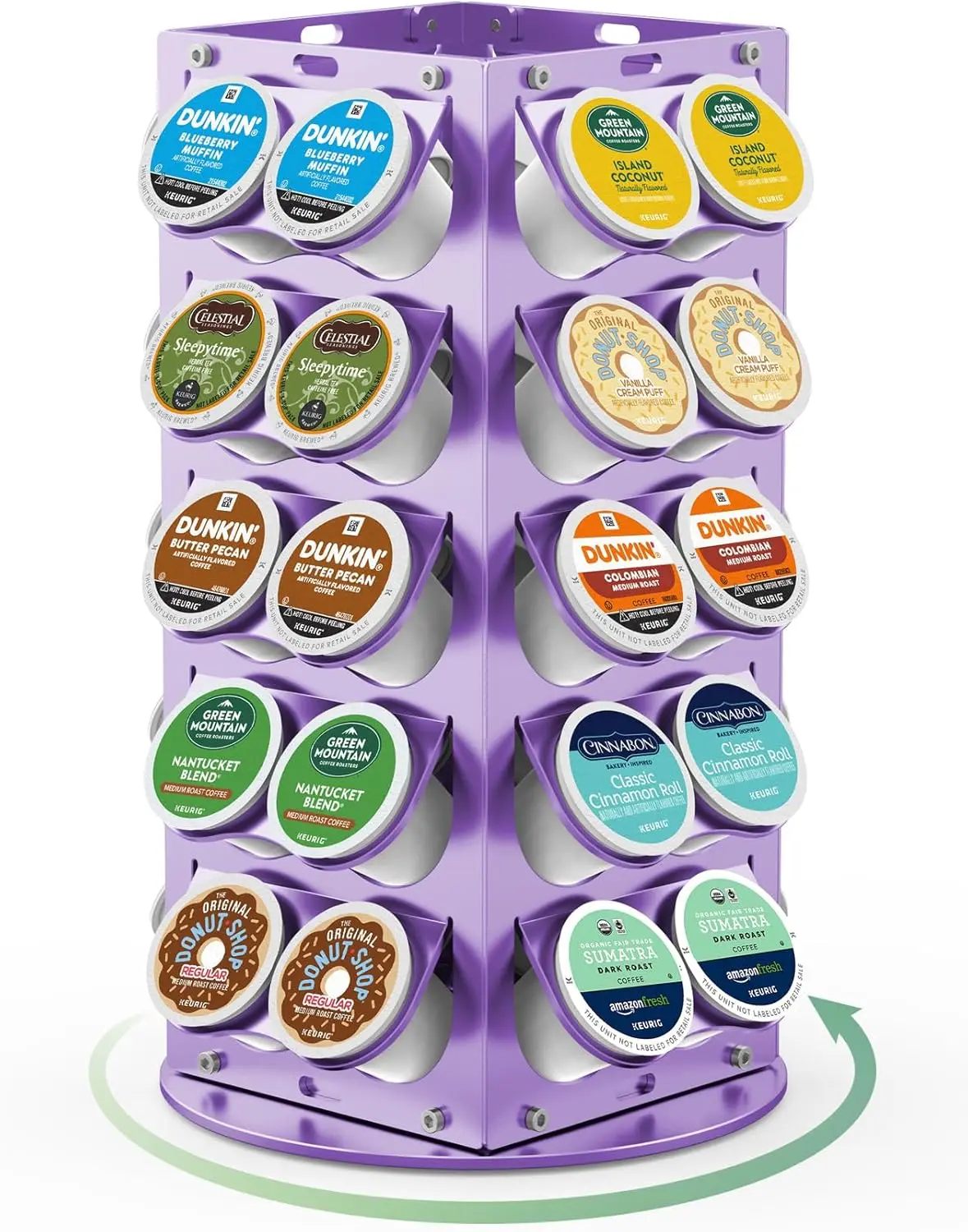 

40-Cup Rotating Coffee Pod Holder, Aluminum, Anti-Slip Base, Purple