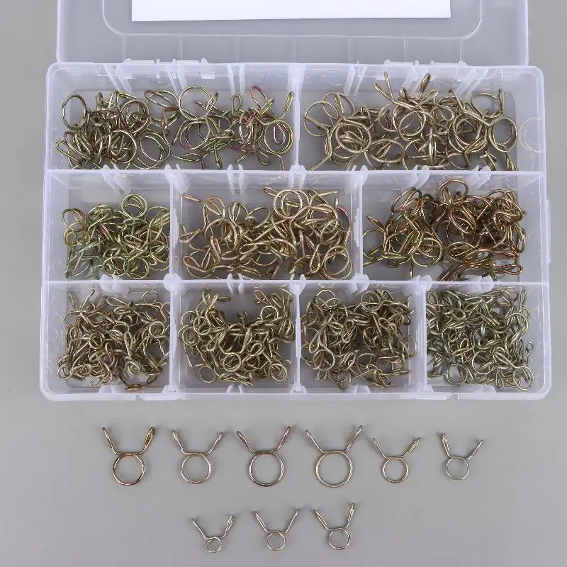 ~100/120/310Pcs 5-14mm Versatile Sizes Metal Spring Clamp Set Unpowered Battery For Fuel Water Air Lines Hose Pipe With Clamp