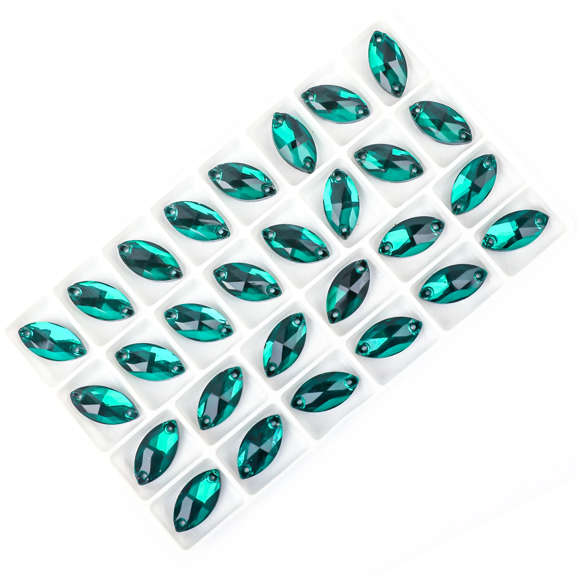 VC High-quality boutique Navette shape sewn on crystal glass flat back rhinestones, high-quality clothes rhinestones craft sew