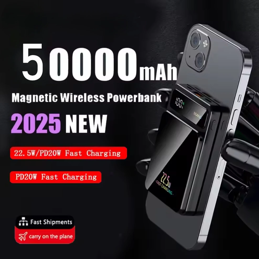 

Brand New 50000mAh Ultra Slim Power Bank MagSafe,Magnetic Wireless 20W Fast Charging Portable Battery For iPhone Samsung iWatch
