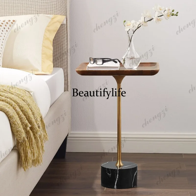 Minimalist bedside table Small modern light luxury simple Nordic simple solid wood bedside cabinet