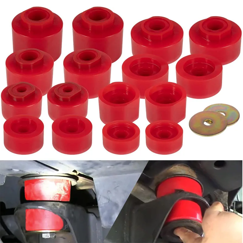 6-116 Body Mount Bushings Kit Fit For Ford Explorer Sport Trac 2001-2005 2WD/4WD Red Polyurethane Bushings 18Pcs