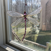1 PC Creative Metal Wing Dragonfly Crystal Suncatcher Garden Wind Chimes Butterfly Home Decor Window Car Ornaments