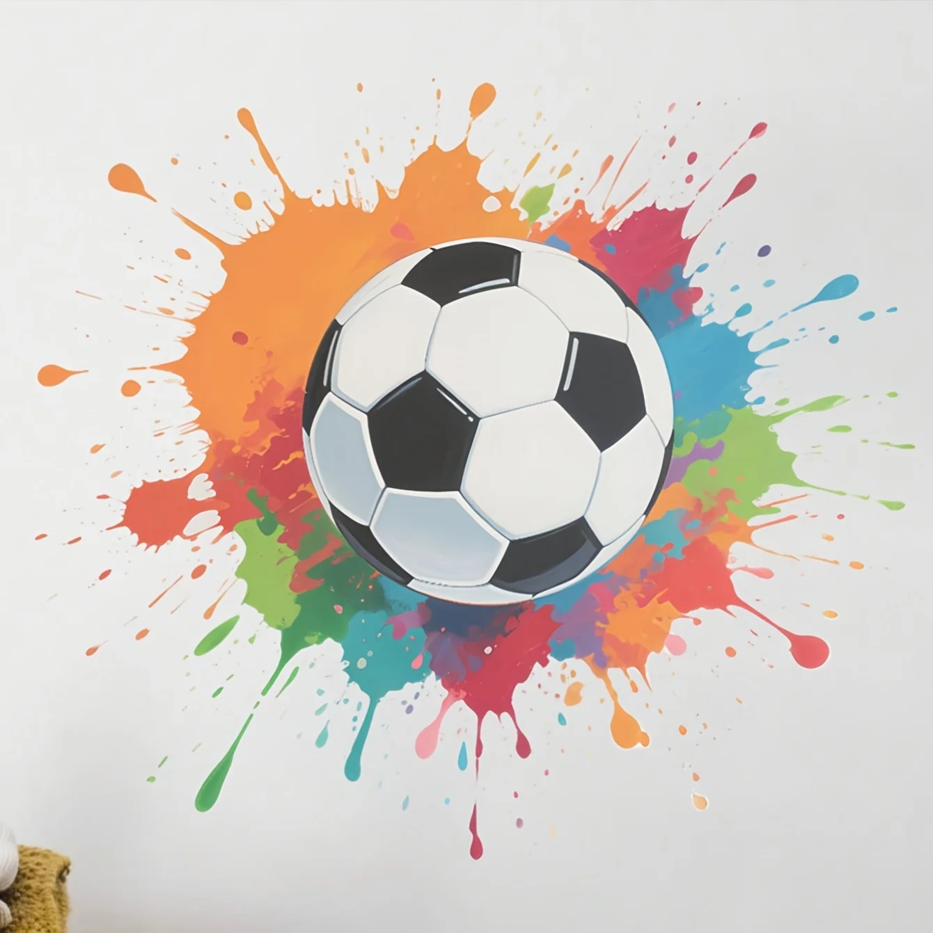 1pc Color Splash Football Theme Wall Sticker, Suitable for BoysBedroom,Living Room,Sports Room,Creative Gift for Football Lovers