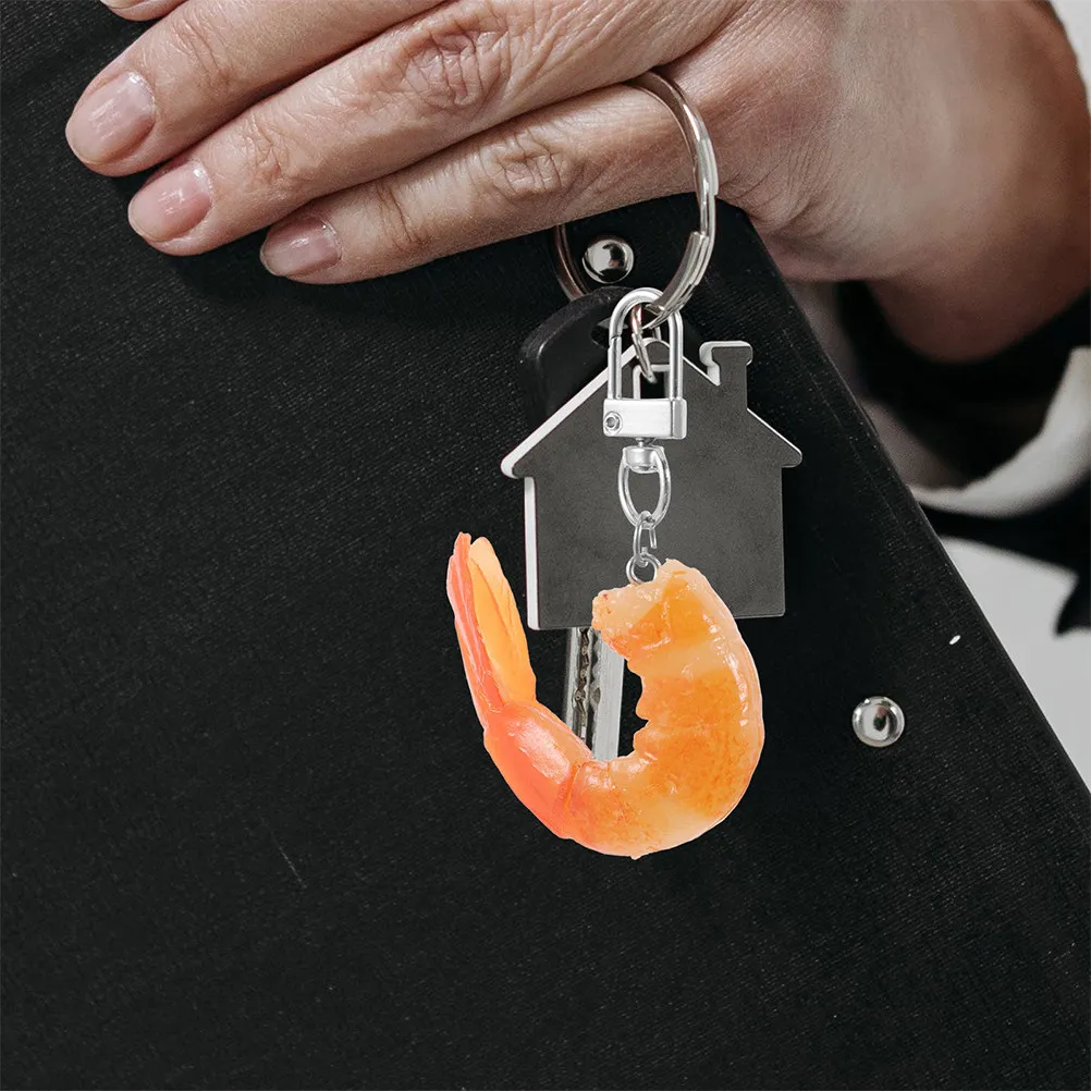 5Pcs Shrimp Charm Keychains Lifelike Mini Fake Food Pendant for Purse Bag Car Backpack Marine Life Party Favor