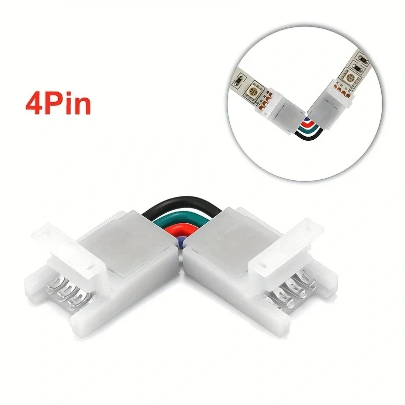1 Stück 4-poliger rechtwinkliger Eckverbinder 10 mm L-förmige LED-Anschlüsse für LED-Streifen