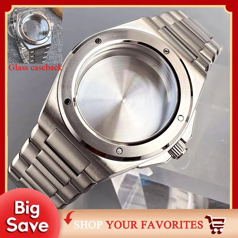 

200m Waterproof 40mm Sapphire Glass Diving Watch Case Fit NH35 NH36 NH34 NH38 Movement Mens Watch Part Steel Bracelet