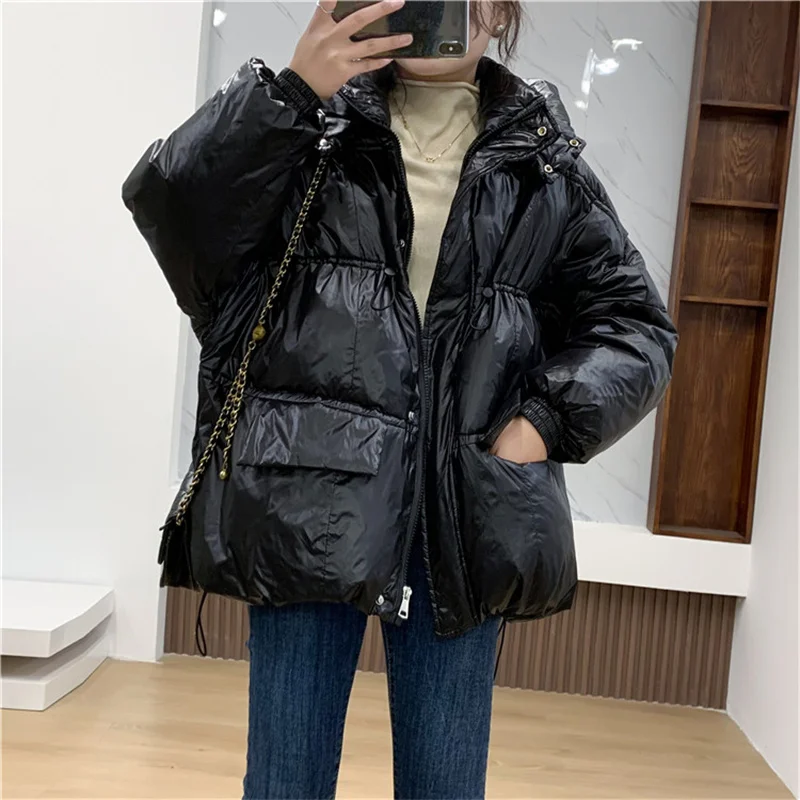 Casual Hooded Drawstring Cotton Clothes Winter Jackets Coats New Korean Loose Warm Parkas Girls Outerwear bd277