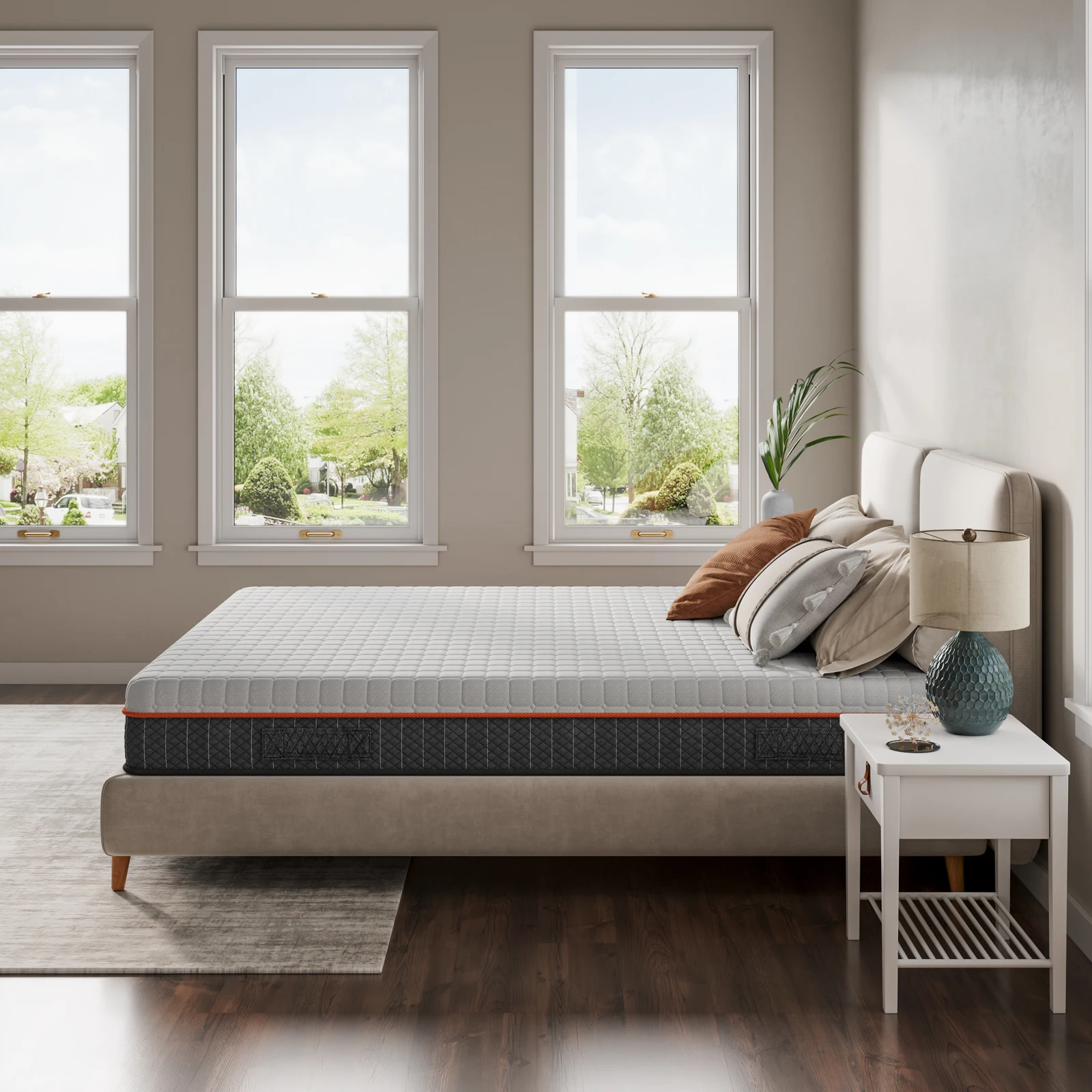 Zdjęcie 6: Materac piankowy Vesgantti, biały, grubość 16/18/26 cm, materac z pianki memory z żelem, podparcie z dzielnami, zapewniające poprawną postawę.