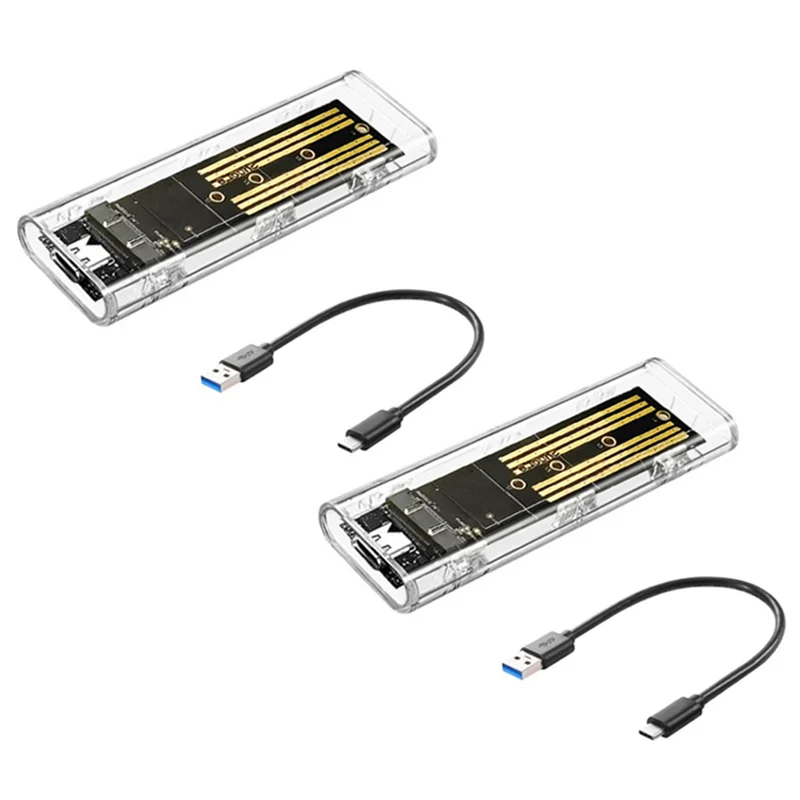 OTZ-2PCS M2 SSD Fall M.2 NVME SSD Gehäuse Tragbare USB 3,1 Typ-C SSD Transparent Festplatte Fall 5Gbps für PC