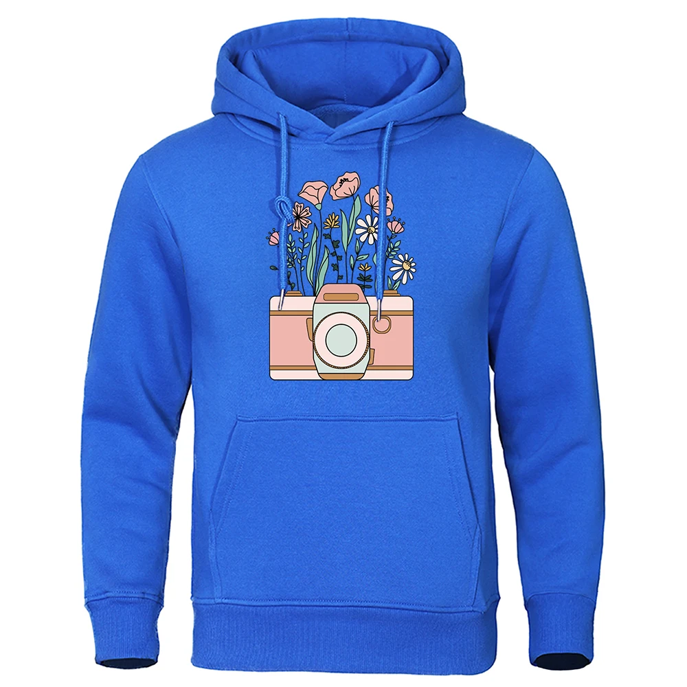 Beautiful Flowers In The Camera Male Hoodie Vintage Graphics Tracksuit Pocket Outdoor Clothing All-Match Fashion Hoodies Men