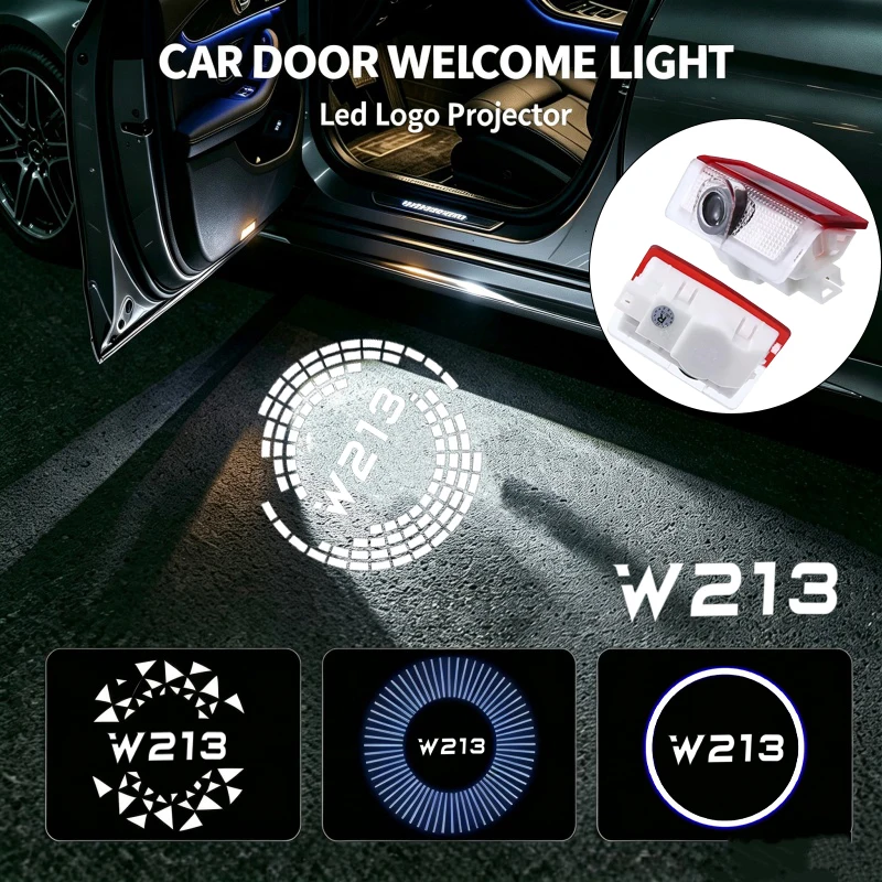 2PCS LED Car Door Welcome Ghost Shadow Courtesy Emblem Projector Lamps for Mercedes Benz E Class W213 2010‑2023 Auto Accessories