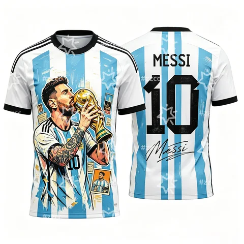 2026 Messi No.10 football jersey fan commemorative gift Summer Sports Men's T-Shirt Kid's Clothing Tee Woman cycling jersey ﻿