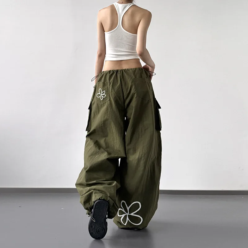

2026 New Summer Women's Cargo Pants Trendy Printed Casual Trousers Cool Loose Wide Leg Straight Leg Streetwear Pants