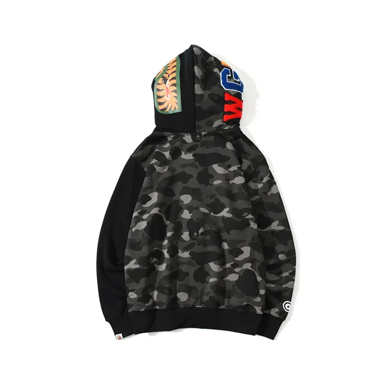 2024 New AAPE BY A BATHING APE Brand 100%cotton Fashion Shark Zipper Hoodie Street Men's Hoodie High Quality Couple Hoodies