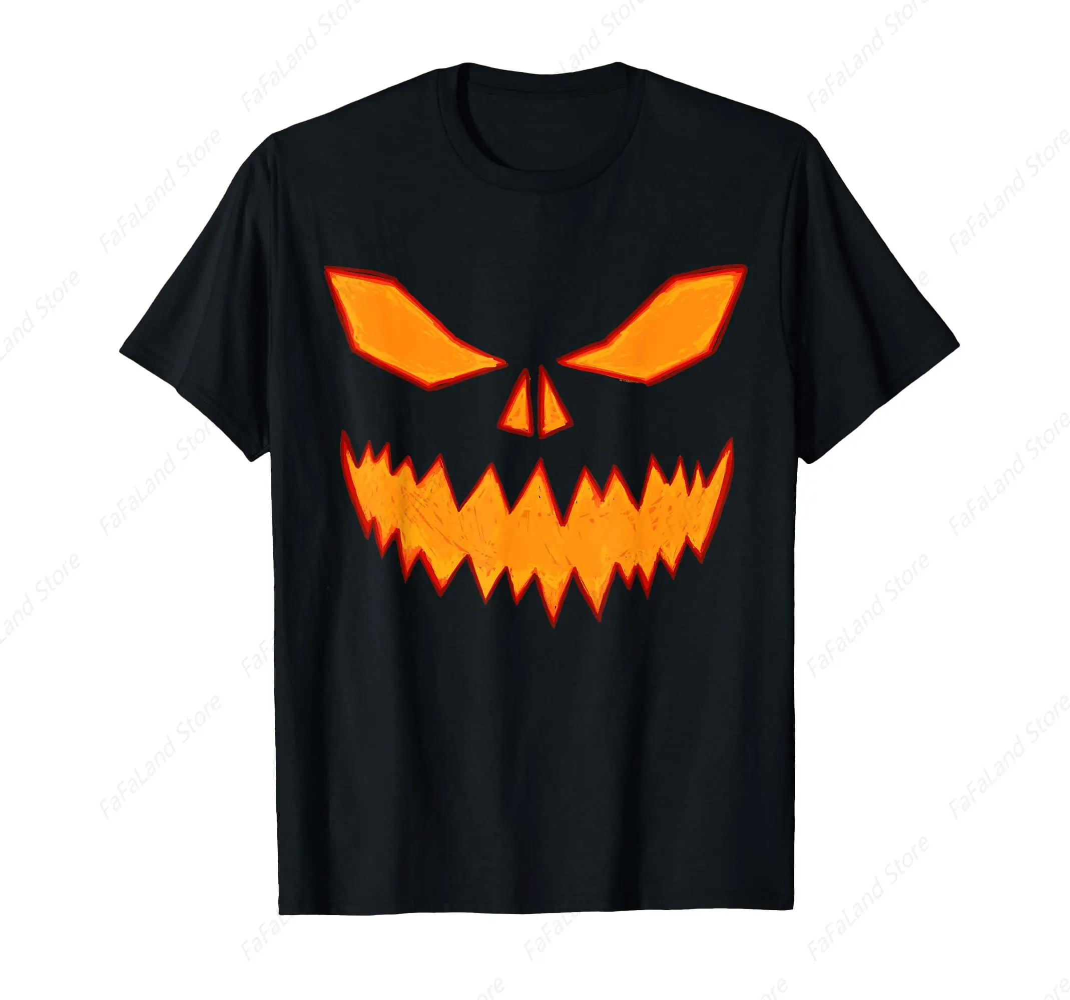 Scary Spooky Jack O Lantern Face Pumpkin T-Shirt for Men Women Cotton Summer Top Tee