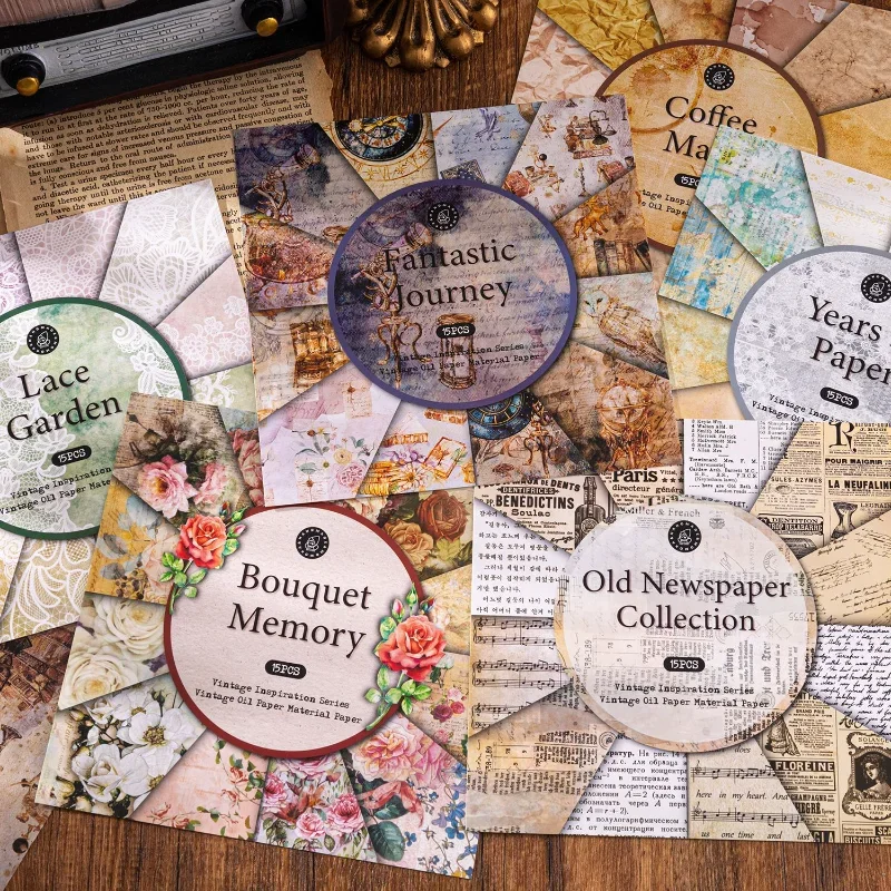 Material de papel al óleo Vintage, papel para bricolaje, álbum de recortes, fabricación de tarjetas, diario basura, almohadillas de papel de fondo, suministros artísticos decorativos