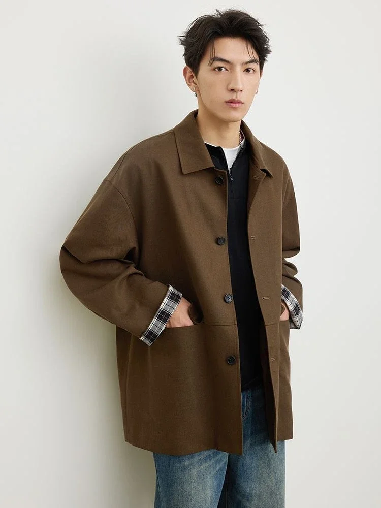 Luxury Mid Length Trench Coat for Men 2025 Seasonal Update Button Up Casual Coat with Reinforced Shoulder Design 3 Luxury Mid Length Trench Coat for Men 2025 Seasonal Update Button Up Casual Coat with Reinforced Shoulder Design 3