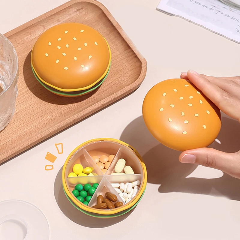 2/3/6 Grid Hamburger Pill Box Portable Medicine Dispensing Box Three Meals A Day Seven Days A Week Mini Sealed Storage