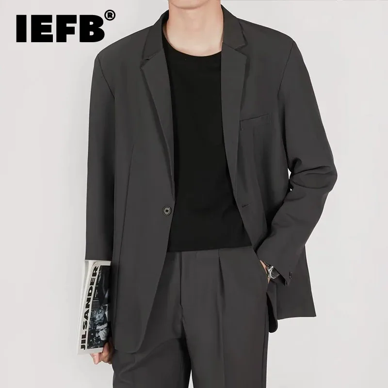 

IEFB New Autumn Simple Men's Suit Business Casual Jackets Single Button Male Blazer Korean Style Menwear 2024 Trend 9C6757