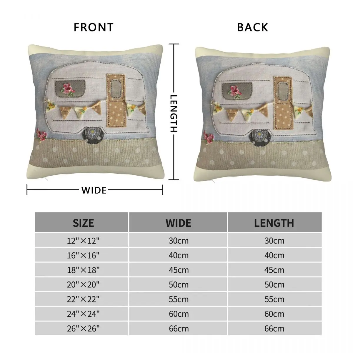 Wedding Vintage Caravan Square Pillowcase Polyester Linen Velvet Printed Zip Decor Pillow Case Home Cushion Cover