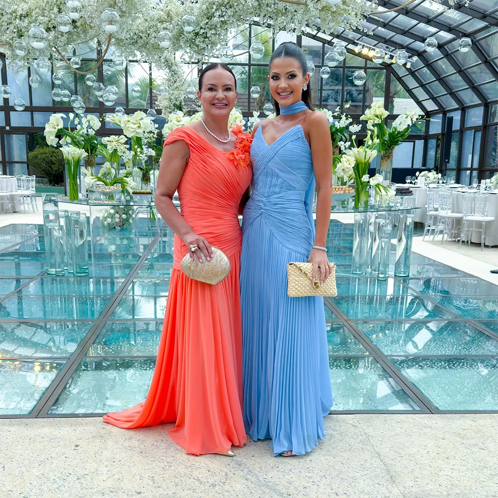 فستان سهرة أنيق أزرق على شكل قلب بدون أكمام فساتين زفاف للضيوف للنساء فستان رسمي طويل مخصص للحفلات #4