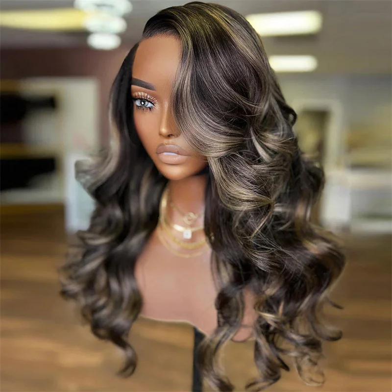 30'' Highlight BlondeBody Wave 5x5 Silk Base Jewish Human Hair Wigs With Baby Hair HD Lace European Hair Glueless Preplucked Wig