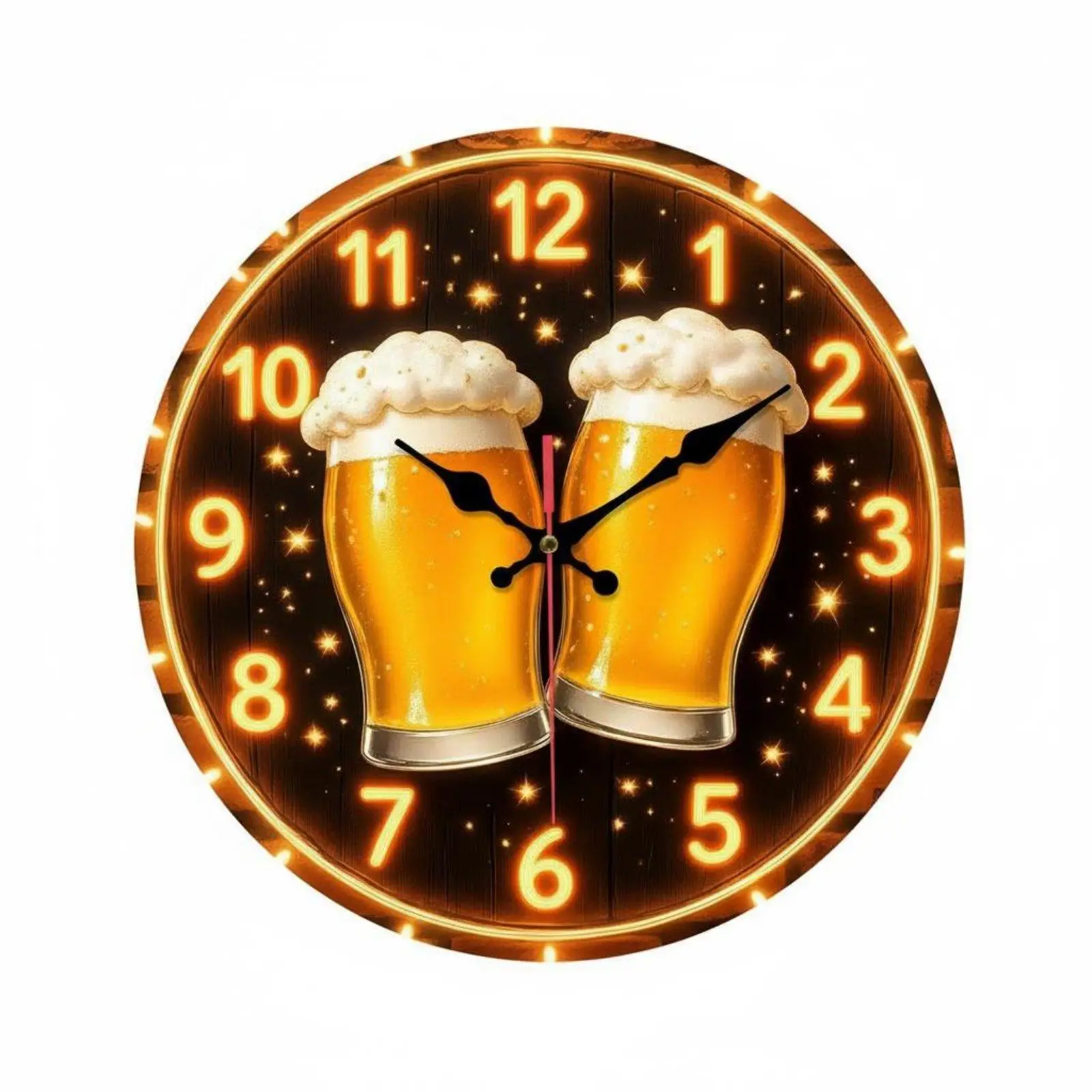 Novelty Silent Scanning Movement Wall Clock Beer Mug Pattern Home Bar Decor for Kitchen Lounge