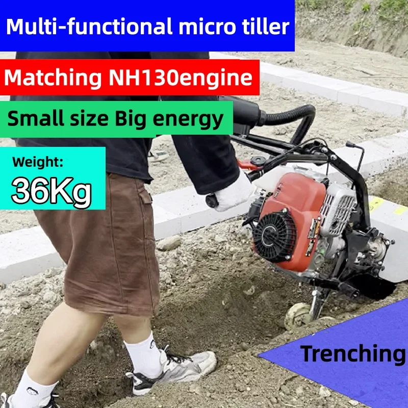 Multi-functional Small Micro-tiller Hand-pushed Rotary Tiller Household Soil Loosening Weeding and Plowing Tools Customized