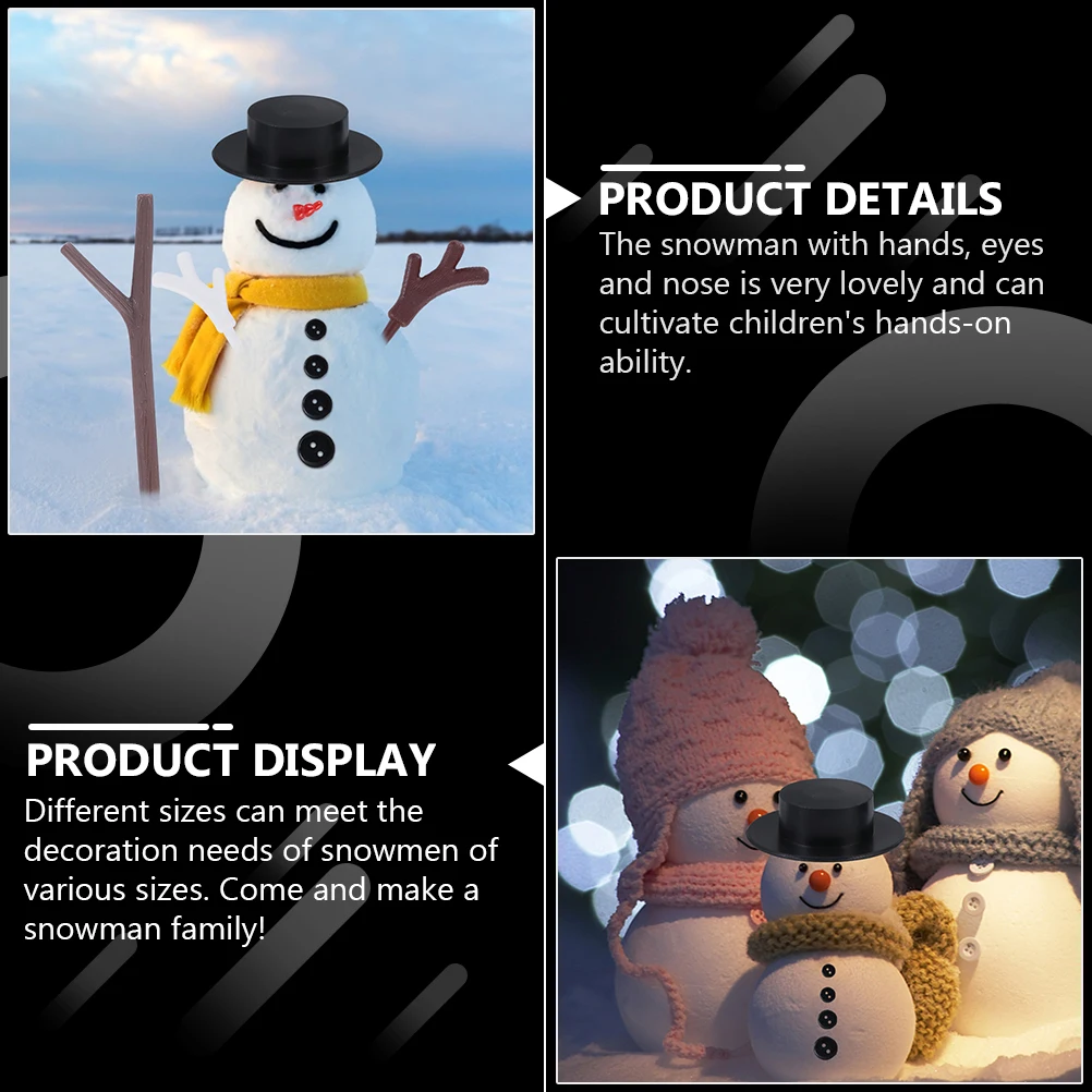 

302pcs Snowman Diy Craft Buttons Kit Hats Nose Eyes Supplies Handmade Decorative Accessories Outdoor Yard Decoration Xmas