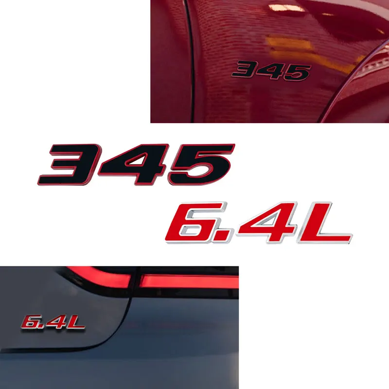 ملصق سيارة معدني ثلاثي الأبعاد 392 345 6.4L شعار سيارة درابزين الجانب ملصق الخلفي الجذع الوفير الذيل ملصق لتحدي شاحن هيمي