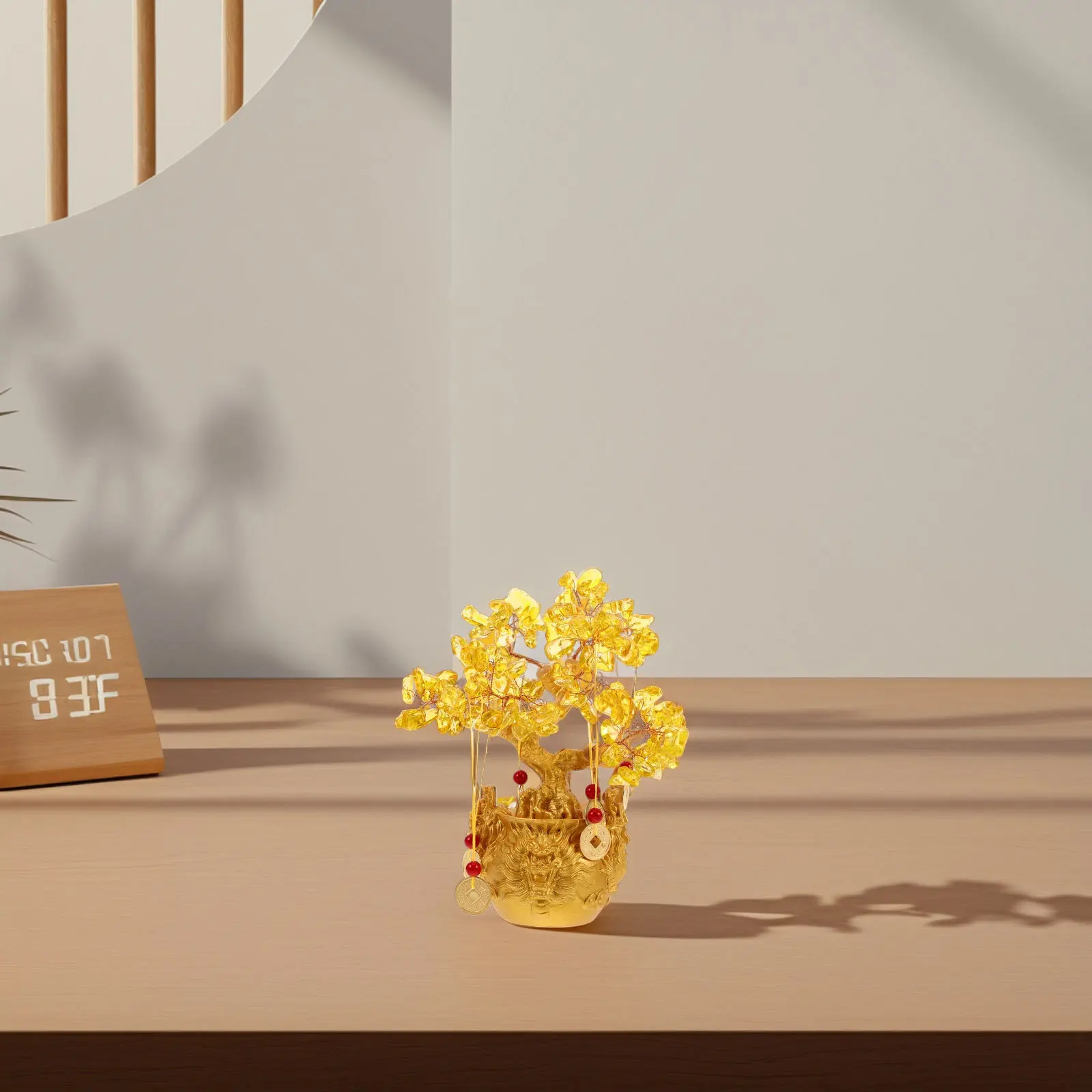 

Crystal Money Tree Bonsai Decorative Feng Shui Wealth Luxury Home Office Living Room Entryway Table Indoor Ornament