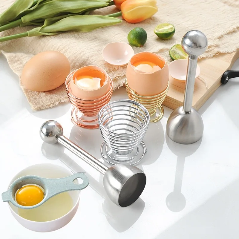 304 stainless steel spring egg opener  tray Egg filter set Kitchen baking yolk  white filter kitchen gadgets kichen accessories