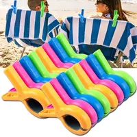 Storage Bag Included, 4/8 Pcs Large Beach Towel Clips for Beach/Pool/Cruise Chairs, Heavy-Duty, Clothes pins, Windproof
