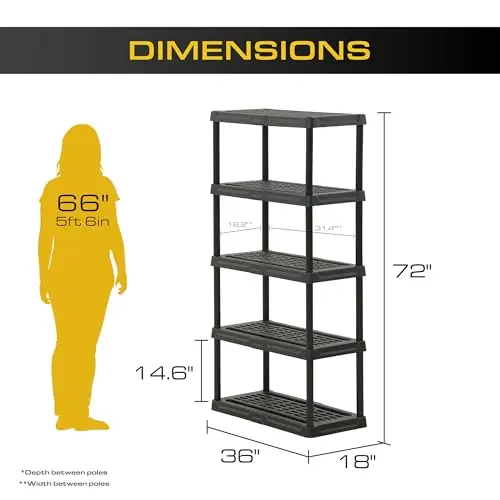5-Tier Heavy Duty Plastic Storage Shelves for Garage, 2 Pack from Asurion, LLC