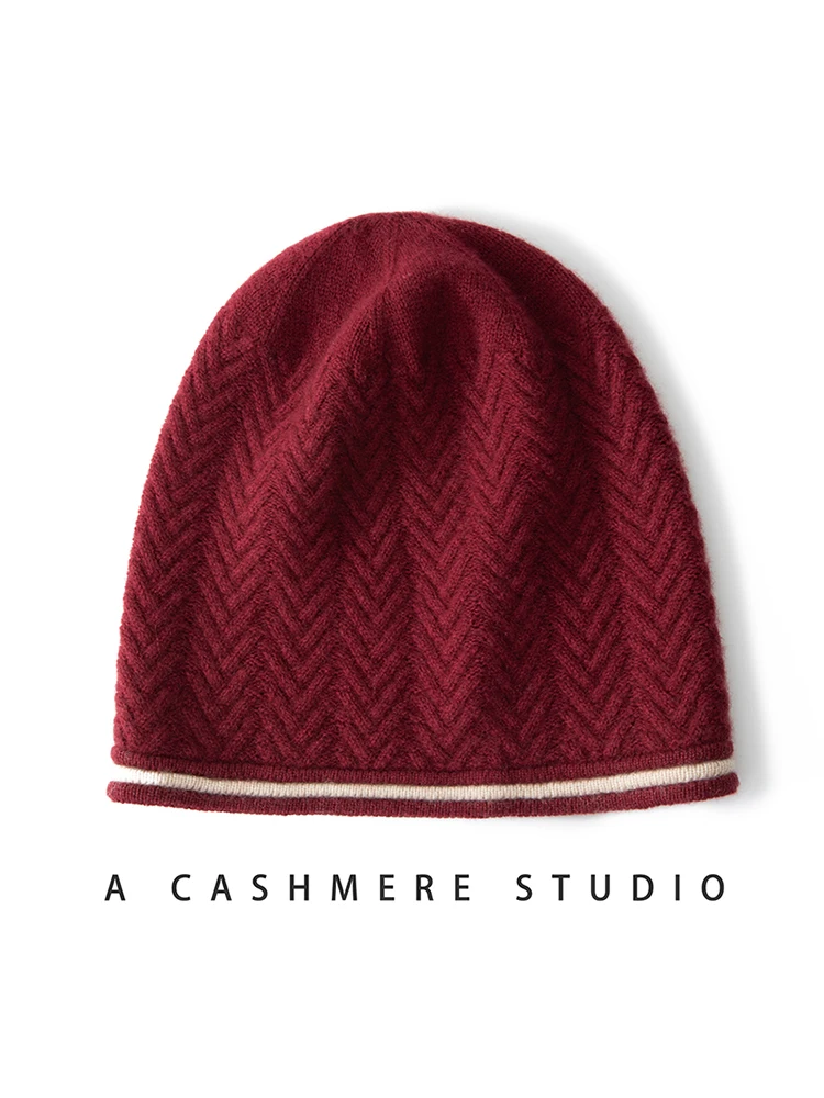 MERRILAMB High Quality Adult Winter Outdoor Warm Cap New Causal Knitted Jacquard Hem Skullies Beanies Soft Cashmere Women Hat