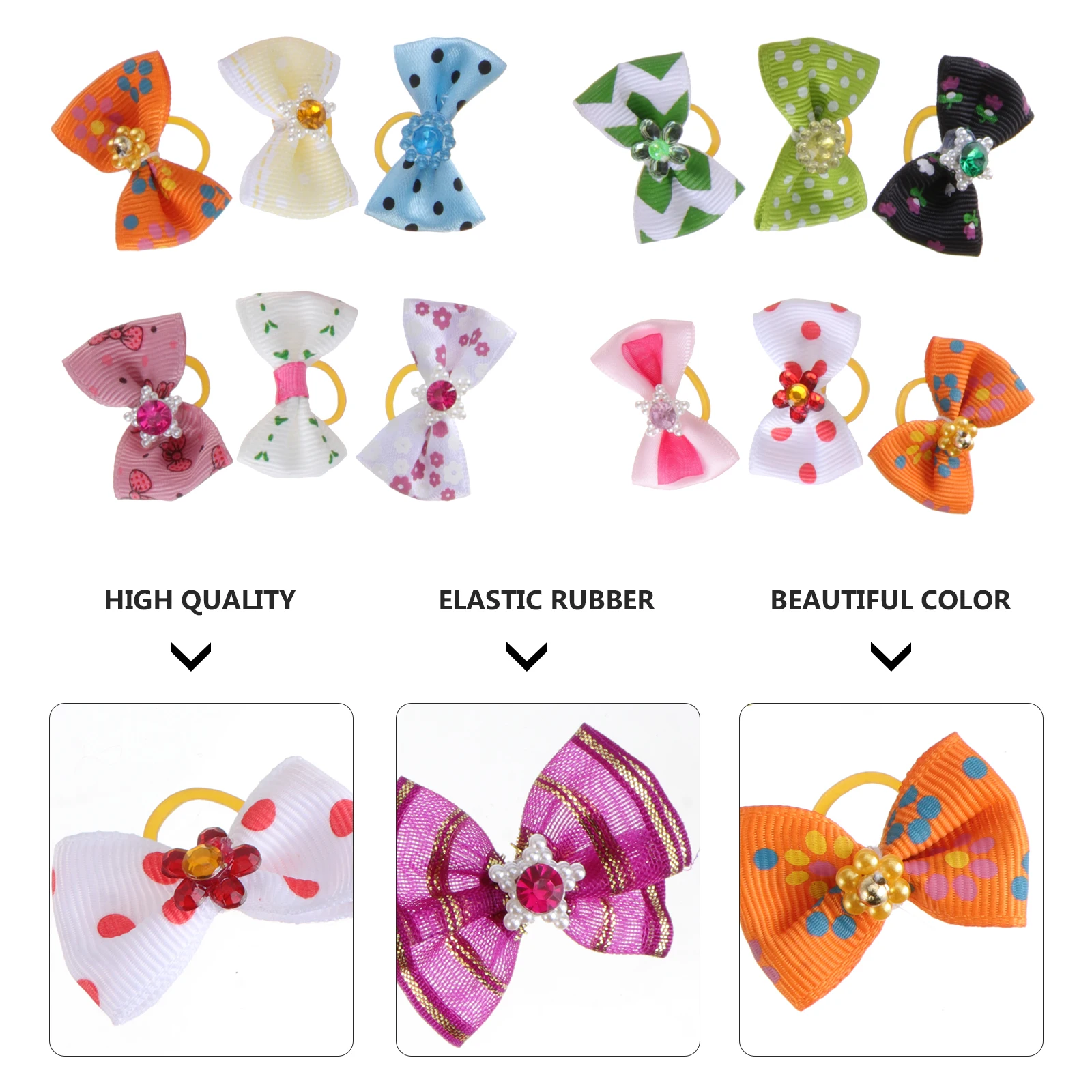

20 Pcs Pet Hair Bowknot Dog Hair Bow Puppy Bows Handmade Durable Reusable Rubber Band Clips for Toy Pet Accessories