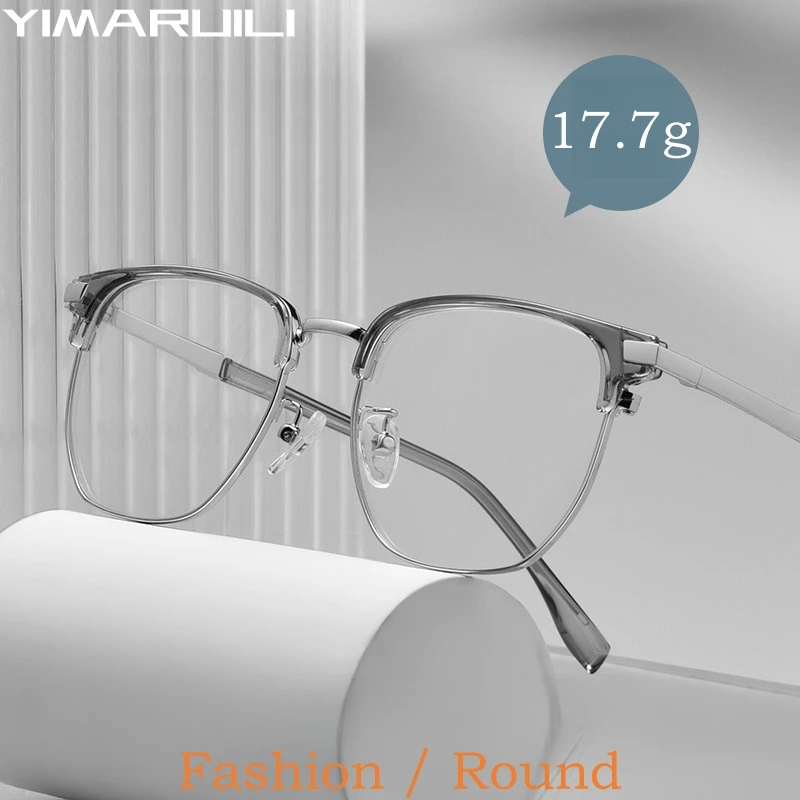 YIMARUILI Fashion Ultra-Light TR90 Alloy Myopia and Hyperopia Eyewear Business Retro Optical Prescription Glasses Frame Men 8052