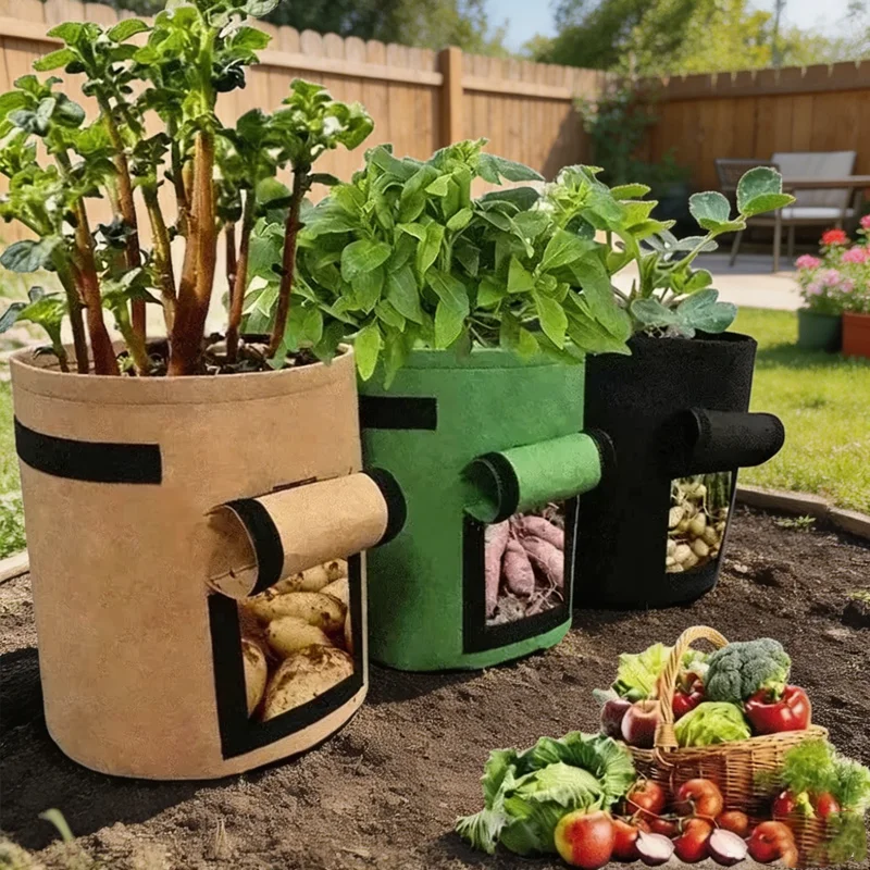 

Greenhouse Vertical Grow Bags Nonwoven Fabric Reusable Moisturizing for Vegetables Potatoes Planting Garden Bags