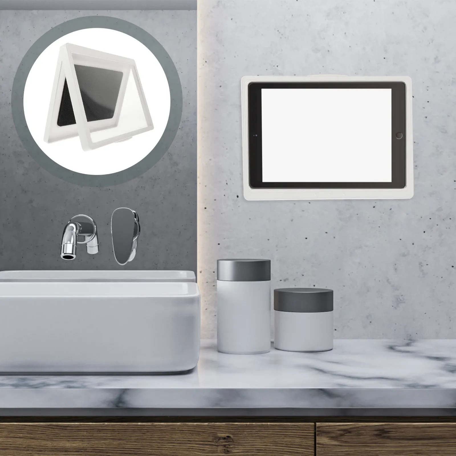 Tablet Wall Mount Rack Bathroom Kitchen Rotatable Silicone Waterproof Holder Adjustable Shower Holder for Bedroom